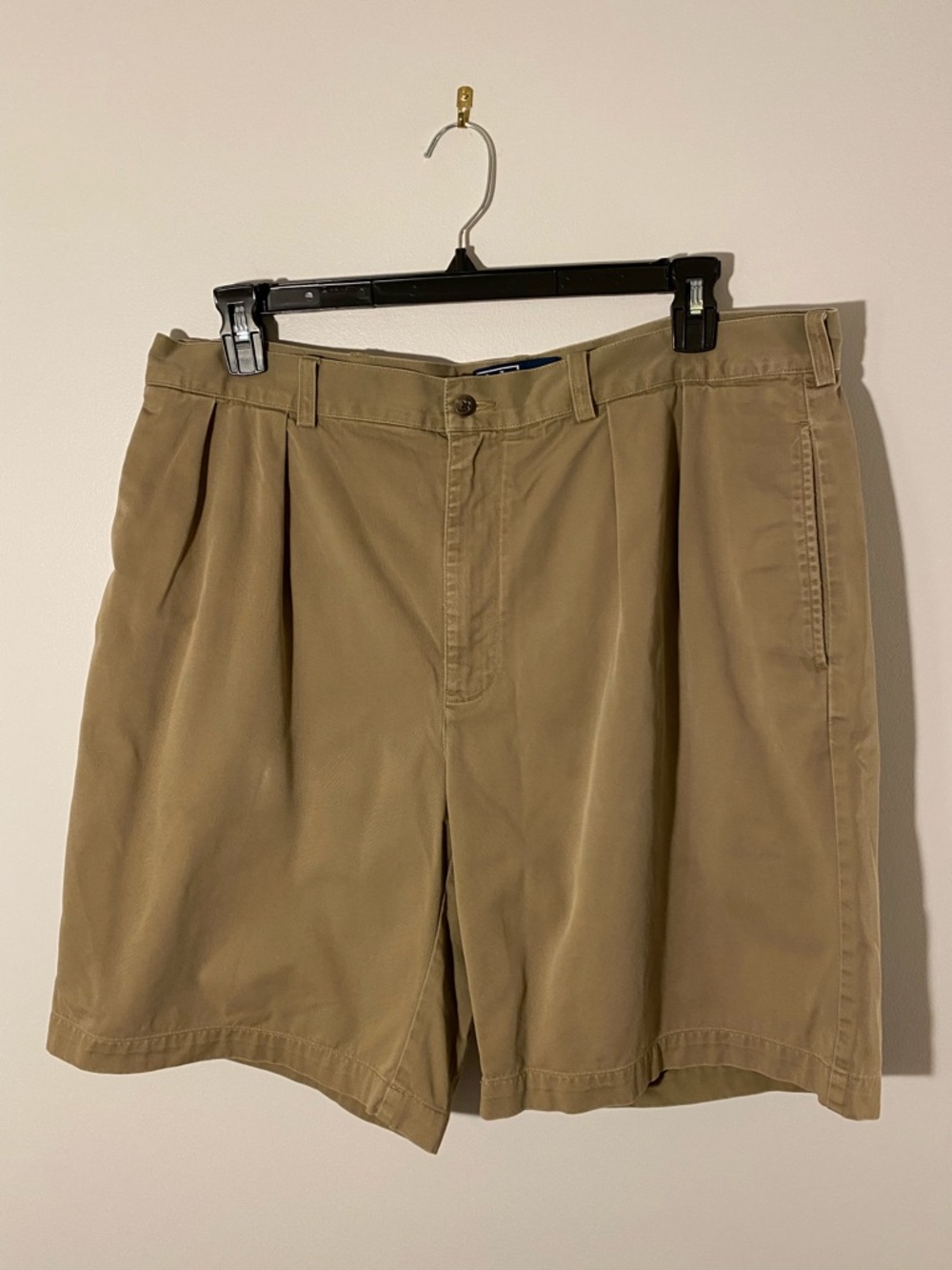 Polo Ralph Lauren Shorts Men 38 Beige Khaki Classic Fit Pleated Chino 100%Cotton